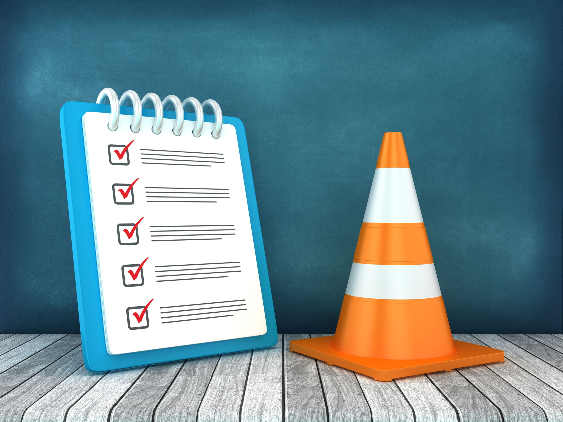 Traffic Cone with Check List Note Pad